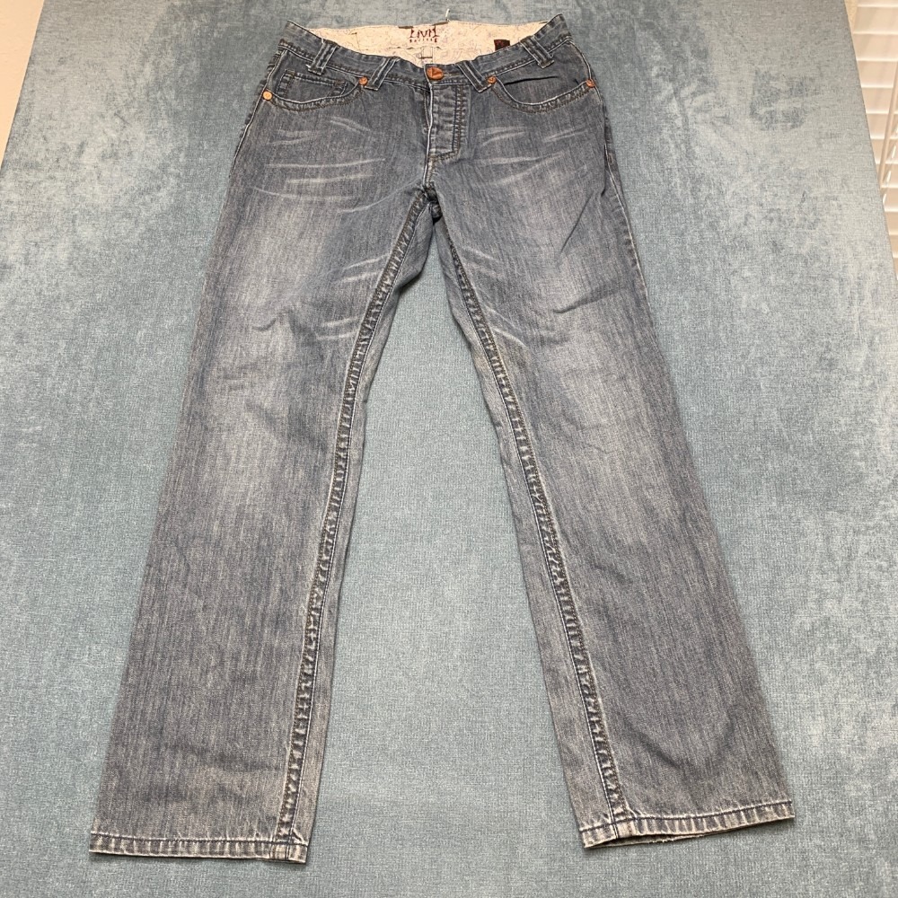 Civil Society Jeans Mens 34x34 Blue Denim Light Wash 5-Pockets Straight Leg